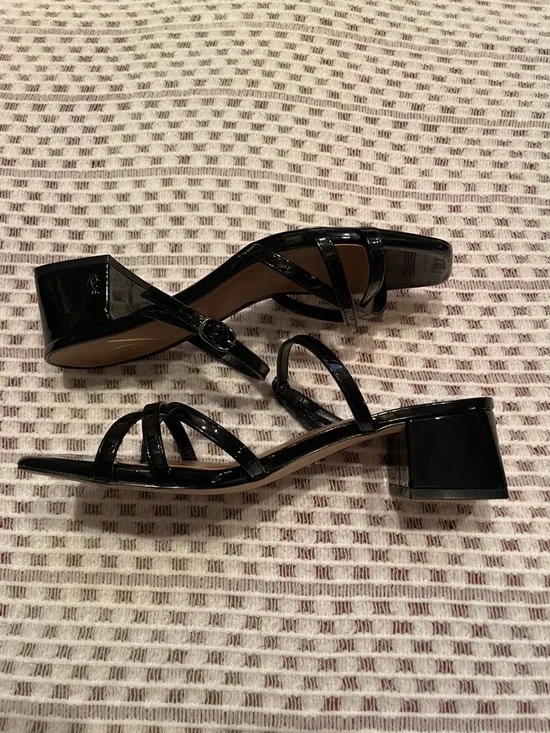 Sam Edelman Rachelle Patent Heels Black Strappy Sandals Size 7.5 Wedding Event - Picture 6 of 10
